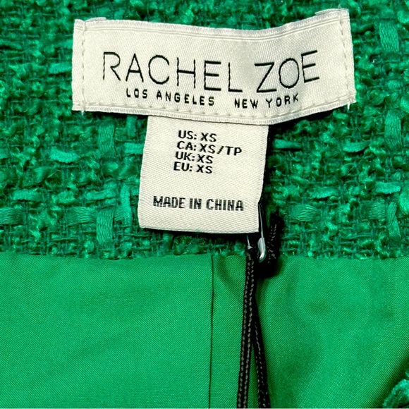 Rachel Zoe NWT Green Tweed Blazer Golden Button Size XS - Picture 7 of 9